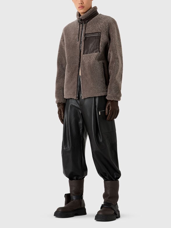 Double faced leather jacket with pockets - 2