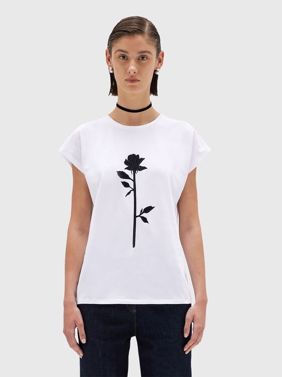 T-shirt with oval neckline and print - 1