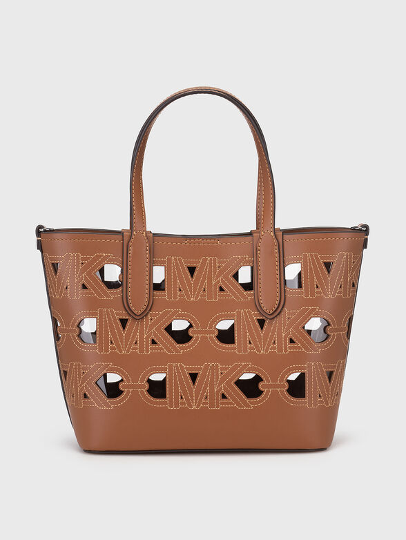 Perforated logo-detail handbag in black  - 3