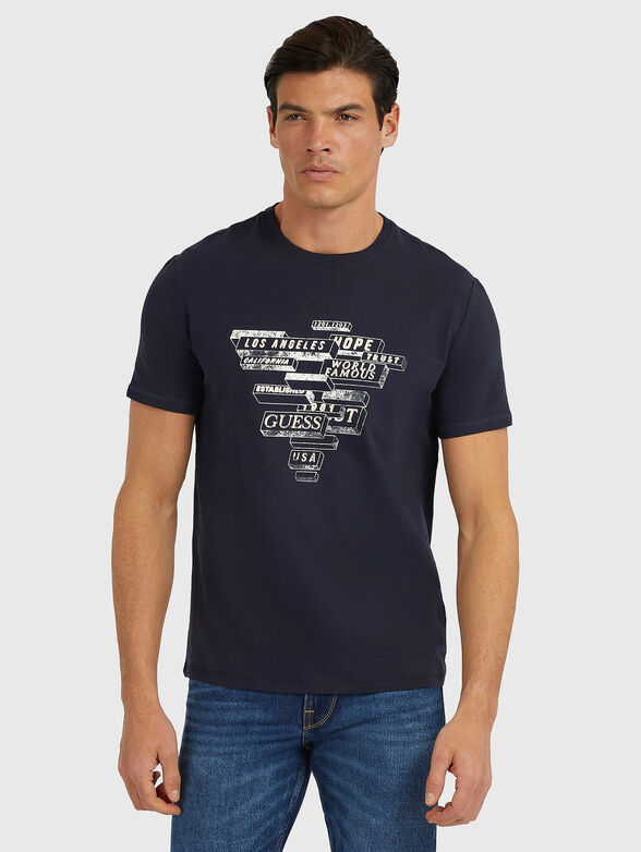 Black Т-shirt cotton with abstract print - 1