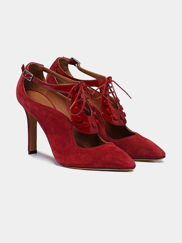 Suede high heel shoes in red color - 2
