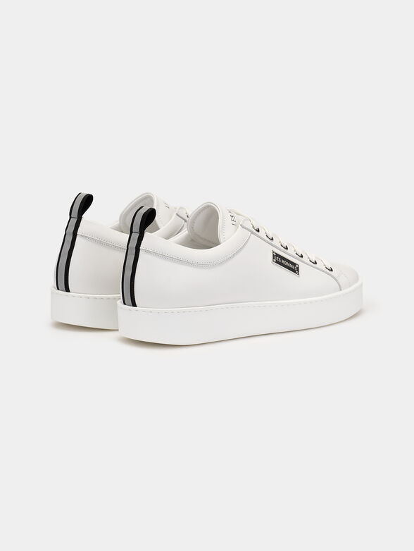 White leather shoes with logo detail - 3
