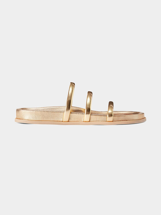 Gold tone slide sandals - 1