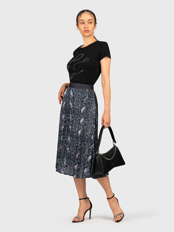 Pleated skirt with all-over print  - 4