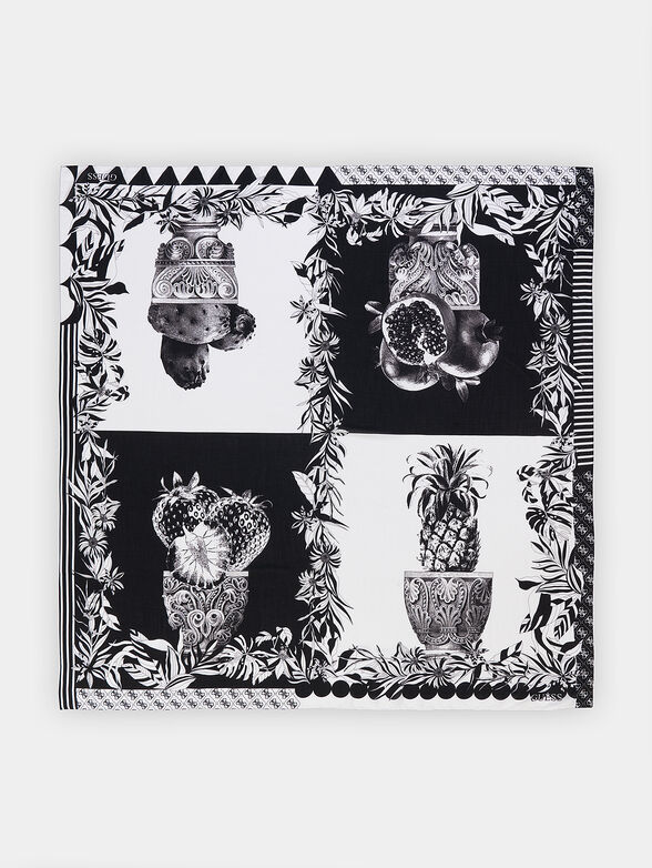 KEFIAH scarf with print in black and white - 2