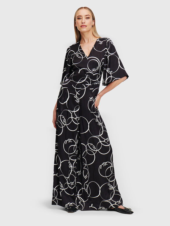 Viscose jumpsuit with logo print - 0
