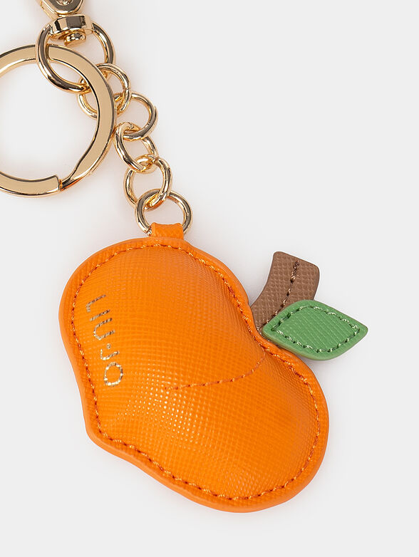 Eco leather keyring in orange color - 2