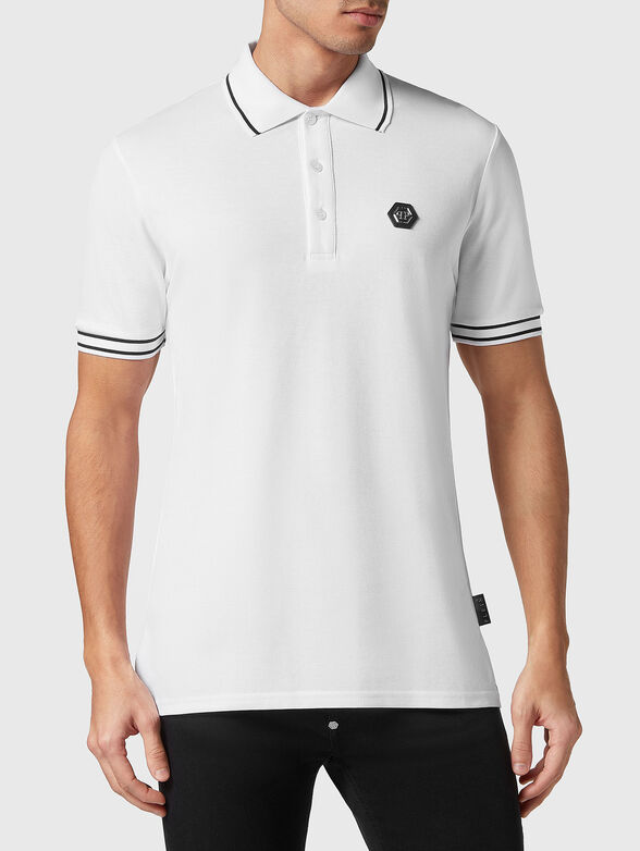 Black cotton polo shirt with logo accent - 1