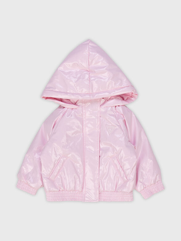 Transitional jacket with zip, hood and logo accent on the - 1