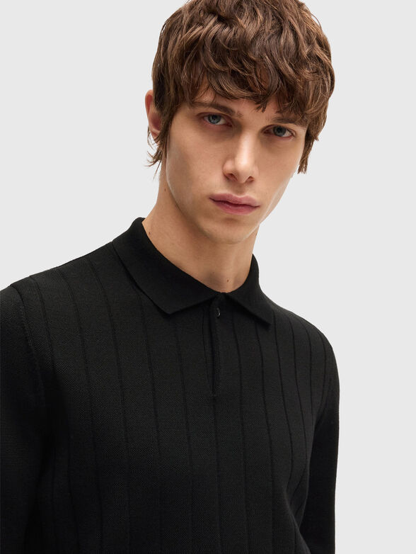 Wool sweater with polo collar - 3