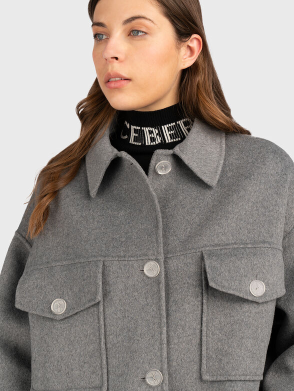 Grey wool blend coat  - 3