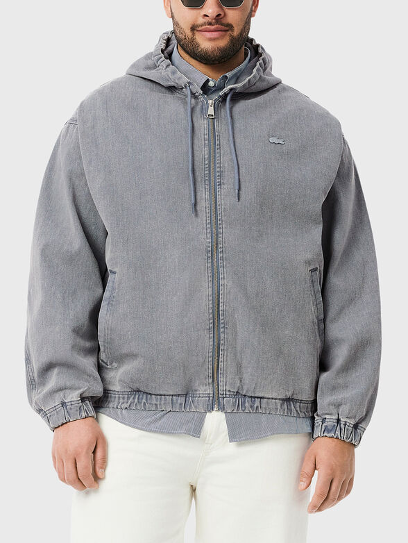 Denim jacket with hood and logo detail - 4