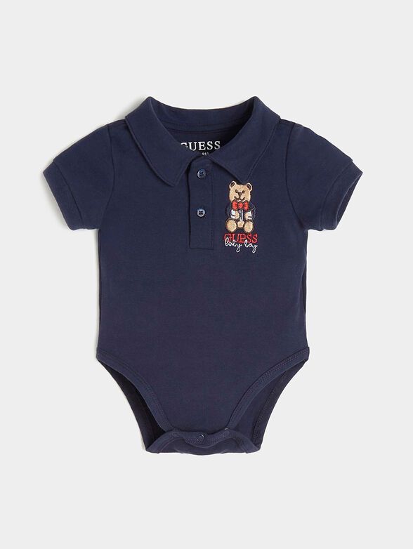 Blue bodysuit with embroidered bear - 1