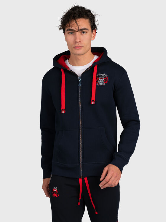 Blue hoodie with logo print - 1