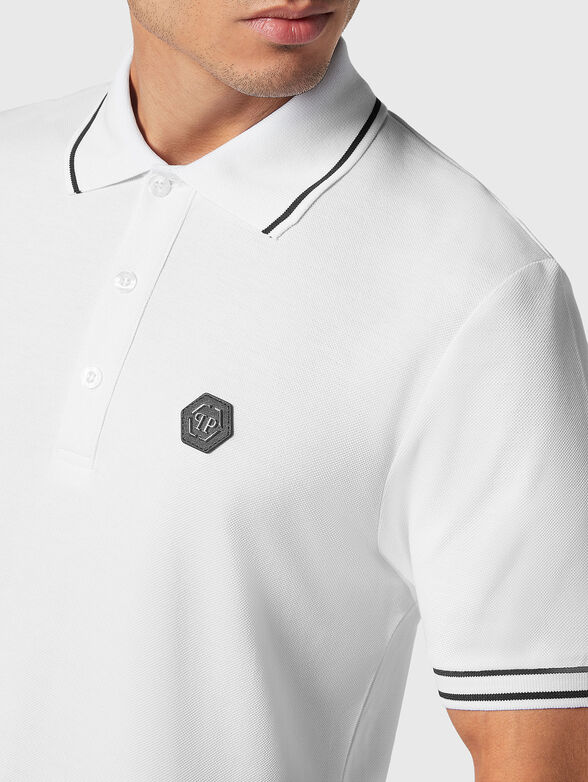 Black cotton polo shirt with logo accent - 4