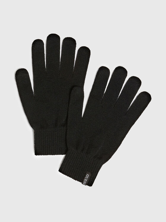 Black gloves with logo detail - 1