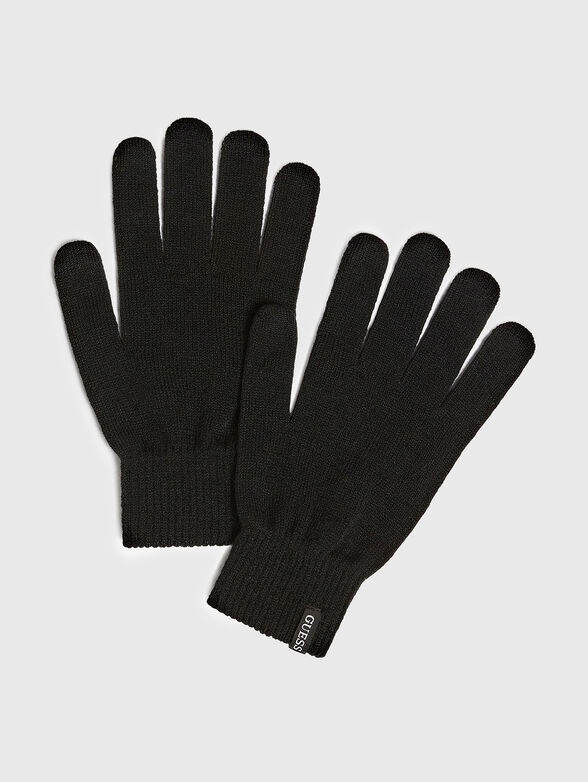 Black gloves with logo detail - 1