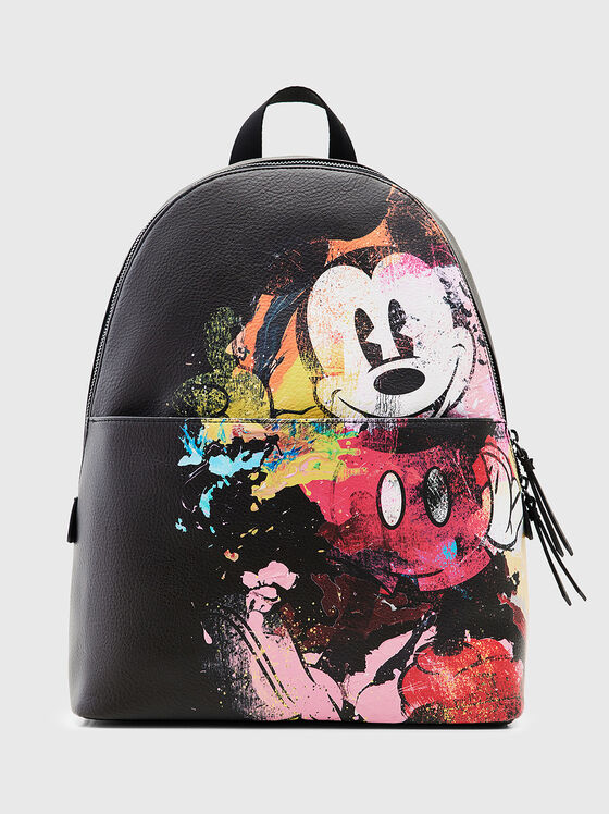 MICKEY black backpack with colorful print - 1