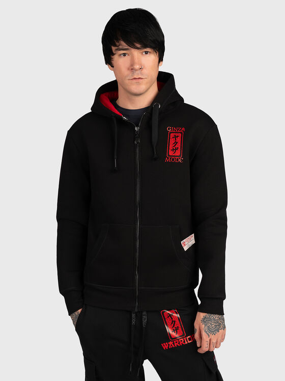 HZ019 black hooded sweatshirt with print - 1