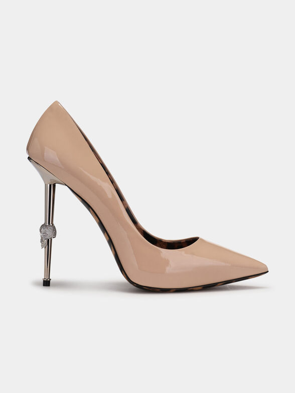 Beige high-heeled shoes with logo accent - 1
