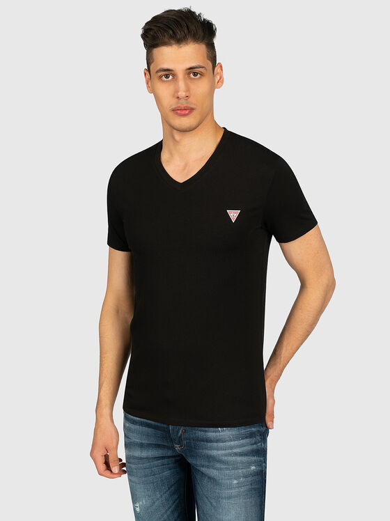 CORE black T-shirt with V-neck - 1