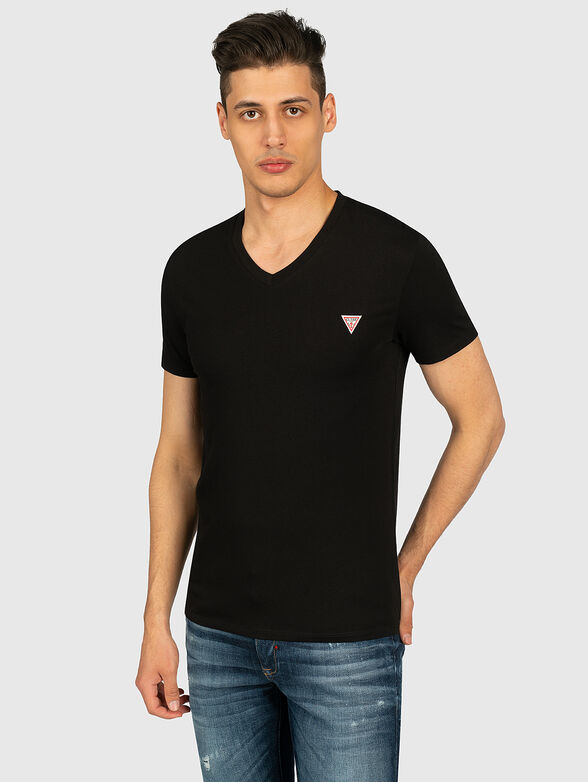 CORE black T-shirt with V-neck - 1