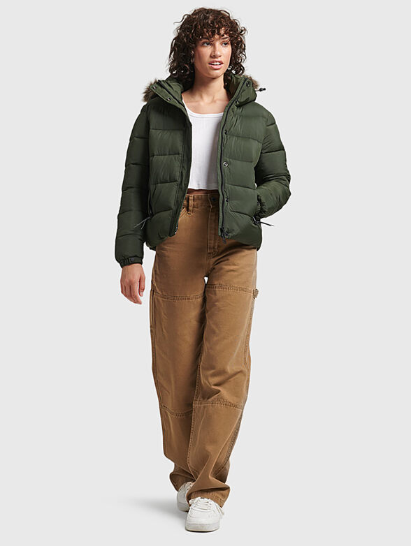 Green jacket with faux fur element - 6