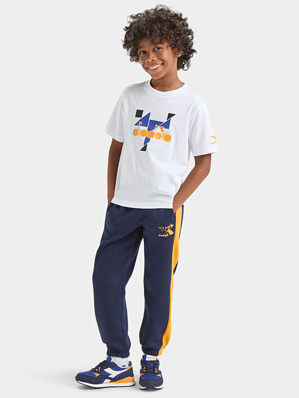 Cotton blue T-shirt with print  - 4