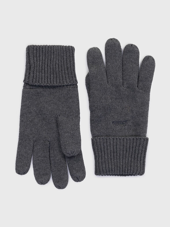 Knitted black gloves with logo embroidery - 1