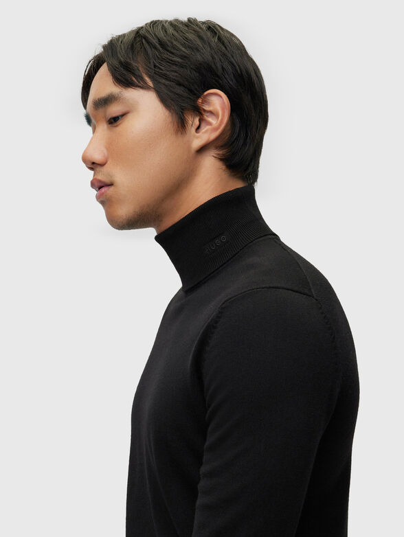 Black sweater with polo collar  - 4