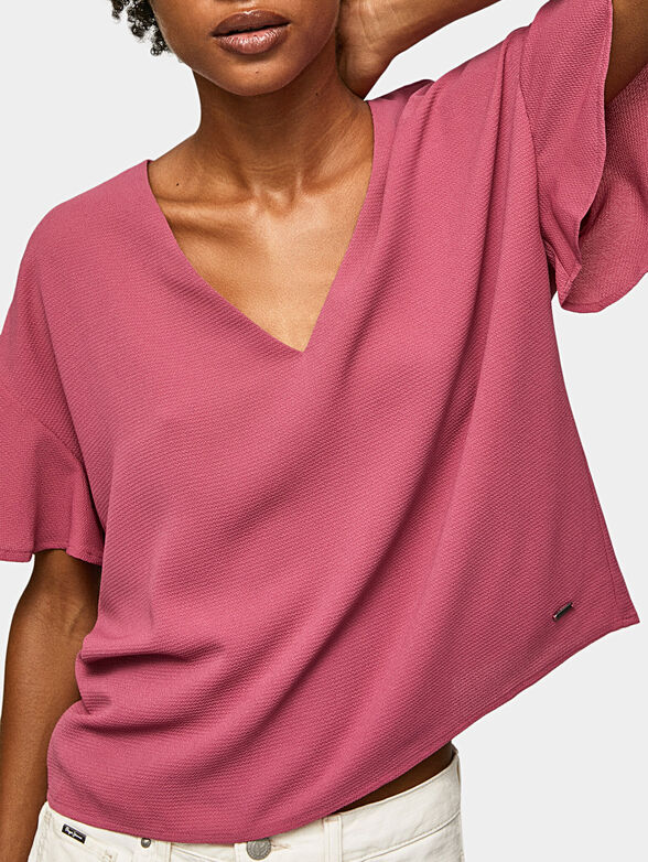 PENNY T-shirt with V-neckline in black color - 4