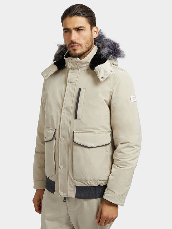 Padded jacket with hood in black - 1