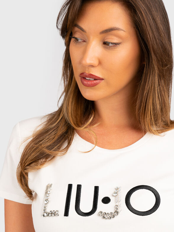 T-shirt with embossed design and rhinestones - 4