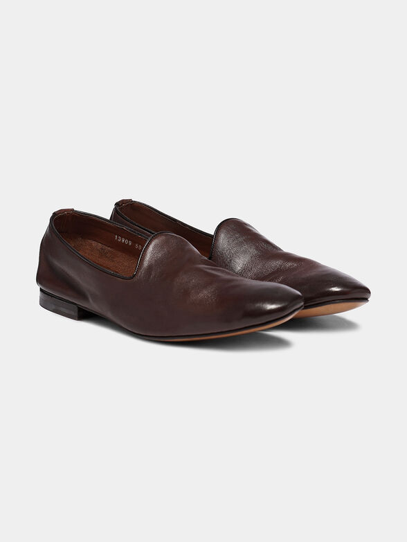 Leather slip-on shoes in brown color - 2