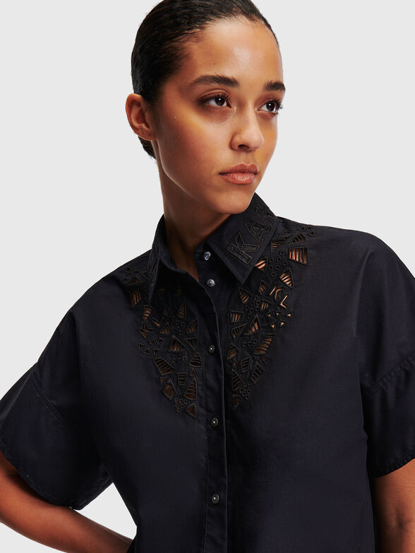 Black shirt with logo embroidery - 4