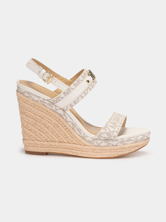FARRAH wedges with monogram logo print - 1