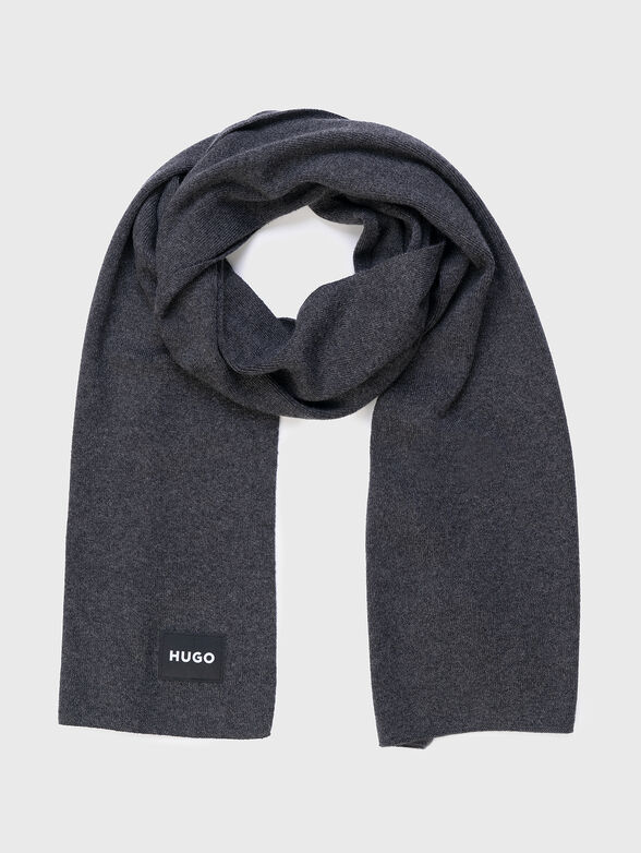 Dark grey scarf with logo detail  - 1