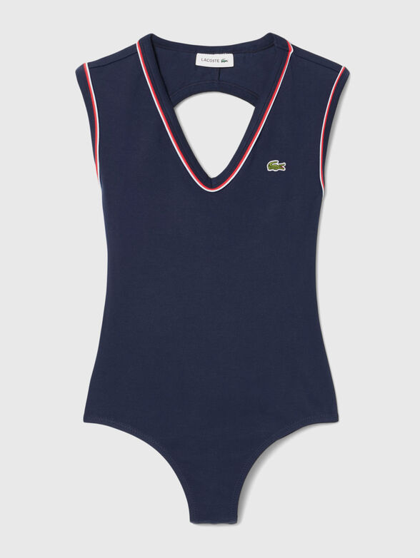 Cotton bodysuit with accent back and logo - 4