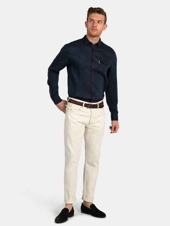 COLLINS Linen shirt i blue color - 4