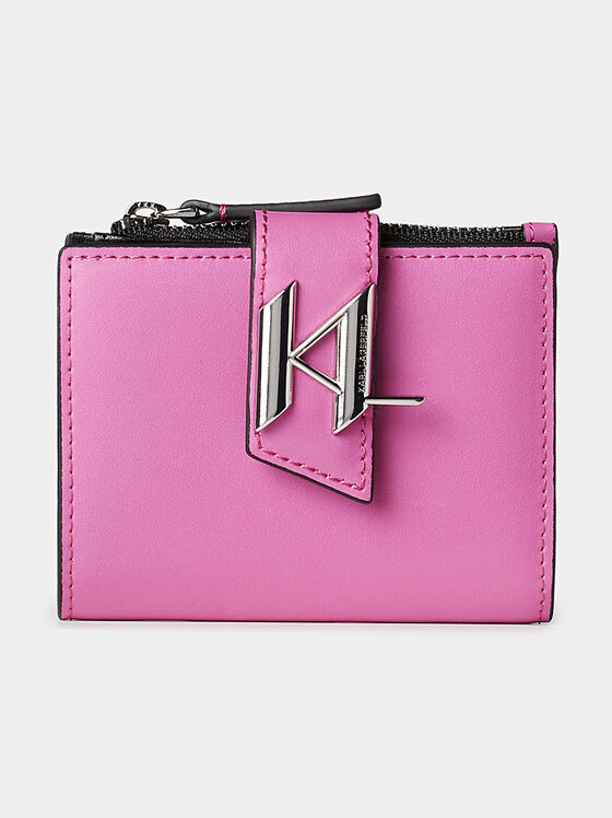 Black leather blend purse with logo element  - 1