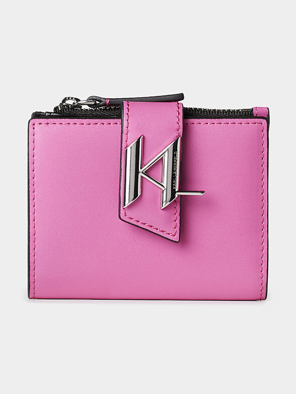 Black leather blend purse with logo element  - 1