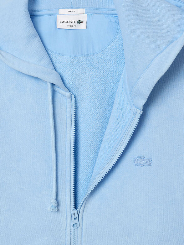 Light blue hooded sweatshirt with zip - 1