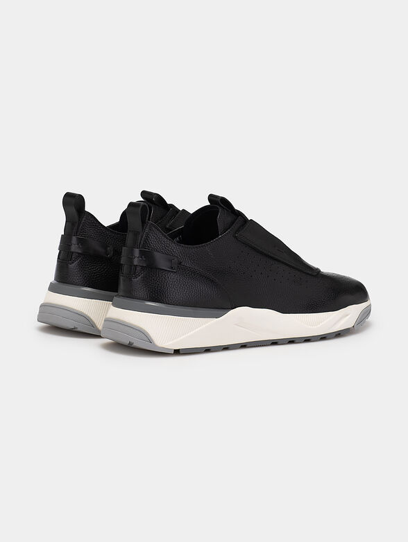 Leather sneakers in black color - 3