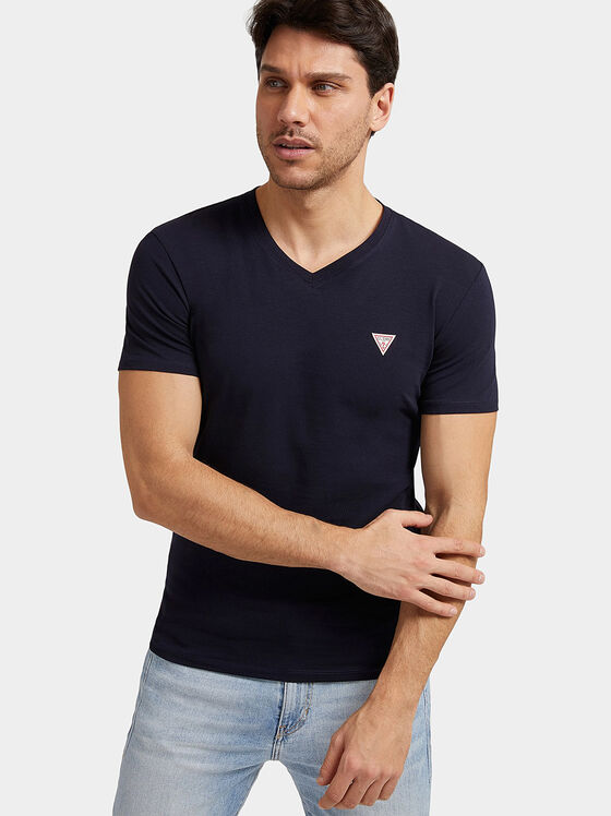 CORE black T-shirt with V-neck - 1