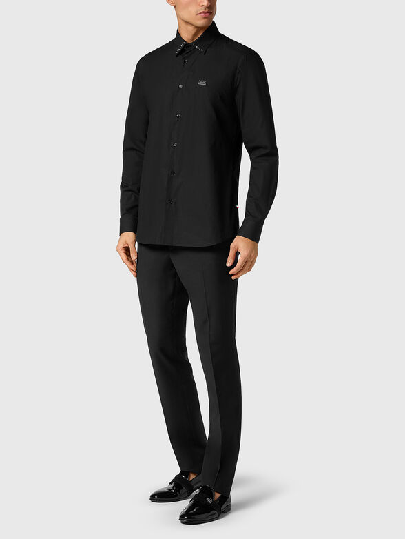 Logo patch shirt in black  - 2