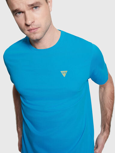 Blue cotton Т-shirt with logo accent - 4