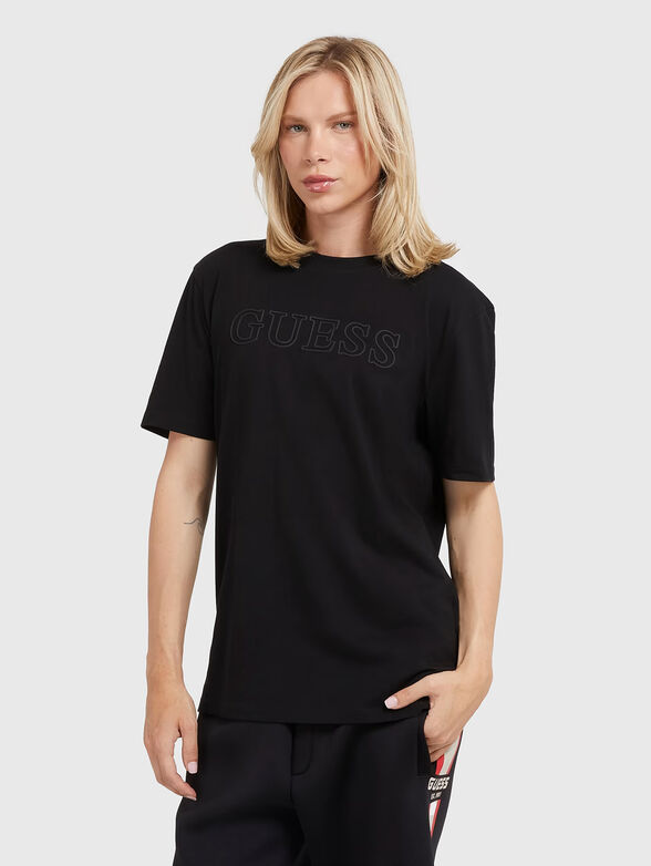 ALPHY beige T-shirt with logo accent - 1