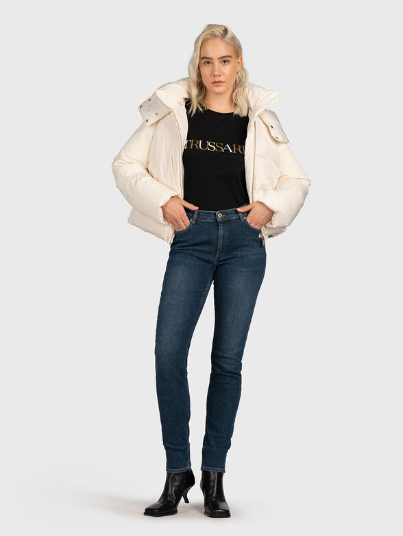Padded jacket with hood and logo patch - 2
