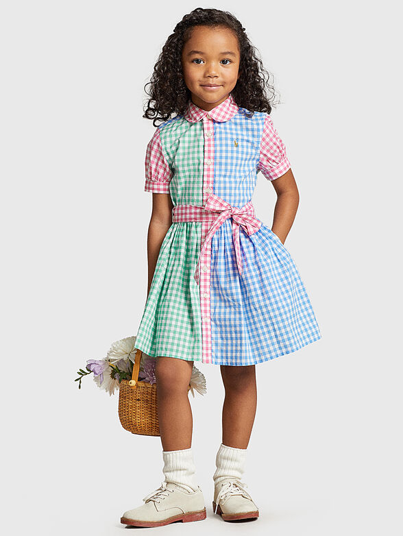 Cotton dress with plaid pattern and belt - 2