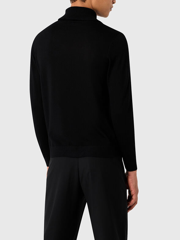 Black wool sweater with logo detail - 3